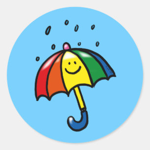 Regenbogenregenschirm- u. -regentropfen runder aufkleber