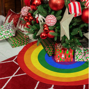 Regenbogenringe Polyester Weihnachtsbaumdecke
