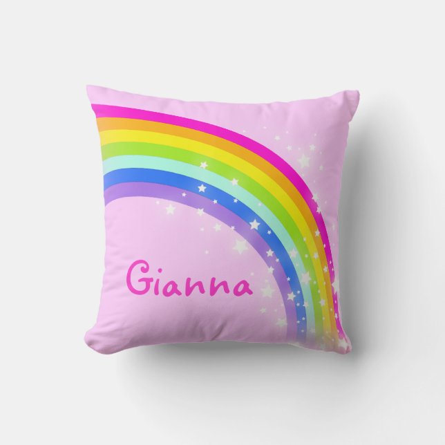 Regenbogenrosa - Mädchen "Ihr Namens" Kissenkissen Kissen (Vorderseite)