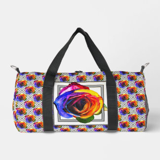 Regenbogenrose duffle bag