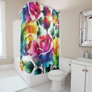 Regenbogenrosen Lebendige Farbige Blumen Duschvorhang