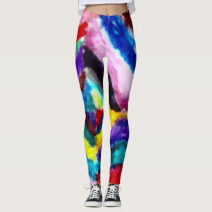 Regenbogensaure Watercolor-gefärbte Leggings
