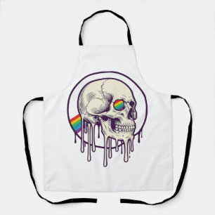 Regenbogenschädel mit Tropfen Vintage-Stichdesign_ Schürze