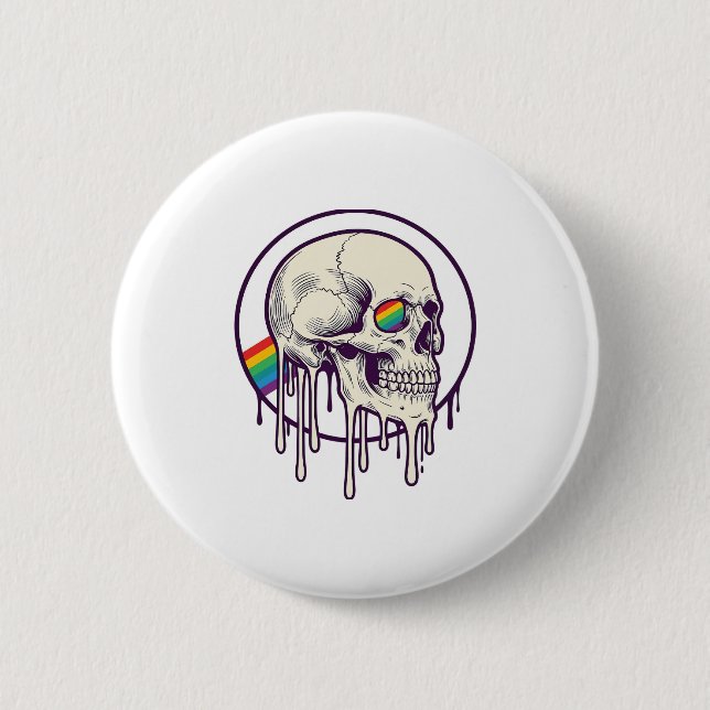 Regenbogenschädel-Vintage-Stichdesign_1 Button (Vorderseite)