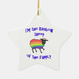 Regenbogenschaf der Familie Keramikornament