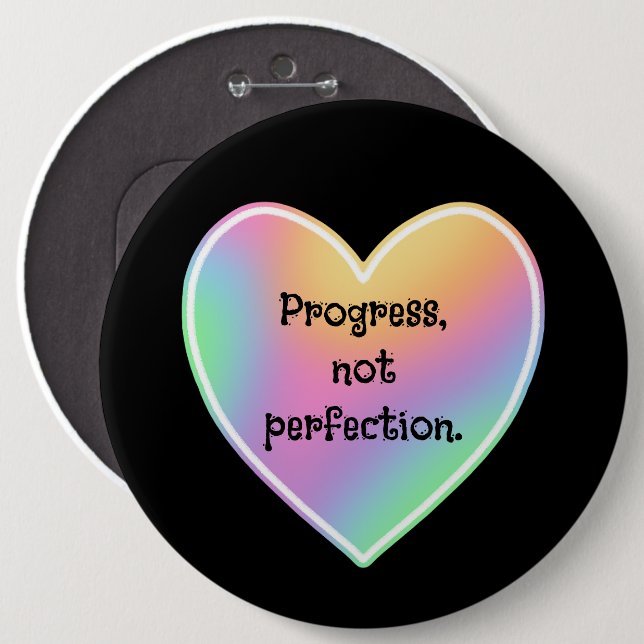 Regenbogenschaltfläche "Progress Not Perfection" Button (Vorne & Hinten)