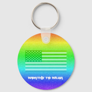 Regenbogenschild der US-Fahne - es lohnt sich zu t Schlüsselanhänger