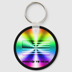 Regenbogenschild der US-Fahne - es lohnt sich zu t Schlüsselanhänger
