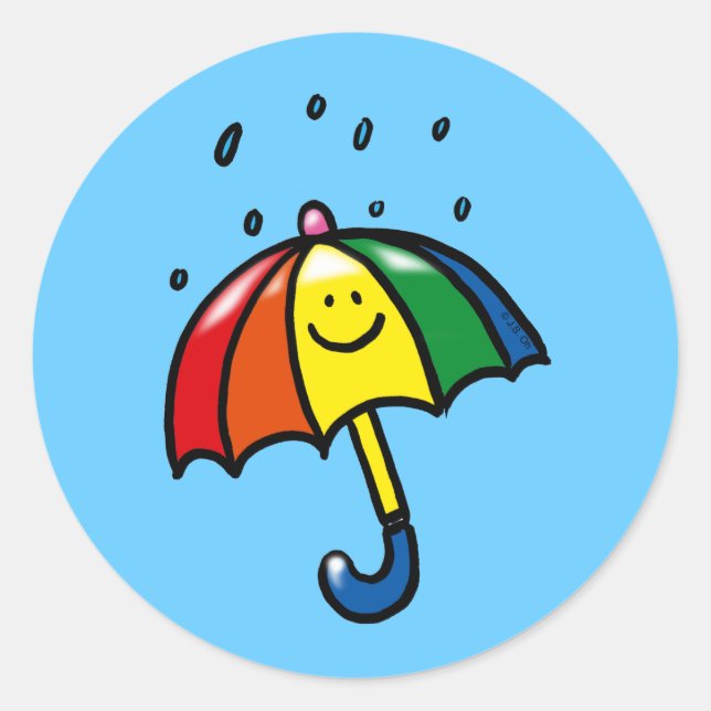 Regenbogenschirm & Regenfallschirm Runder Aufkleber (Vorderseite)