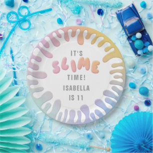 Regenbogenschleim-Party Pappteller