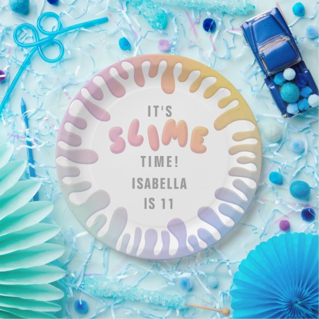 Regenbogenschleim-Party Pappteller (Party)