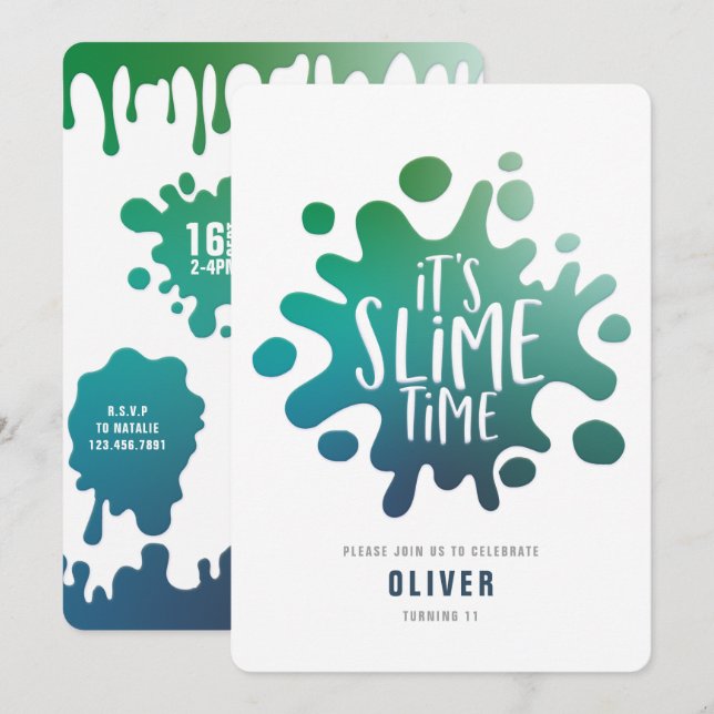 Regenbogenschleimhaut-Party Einladung (Vorne/Hinten)