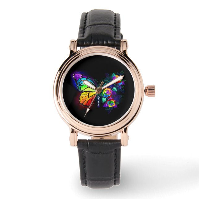 Regenbogenschmetterling Armbanduhr (Vorderseite)
