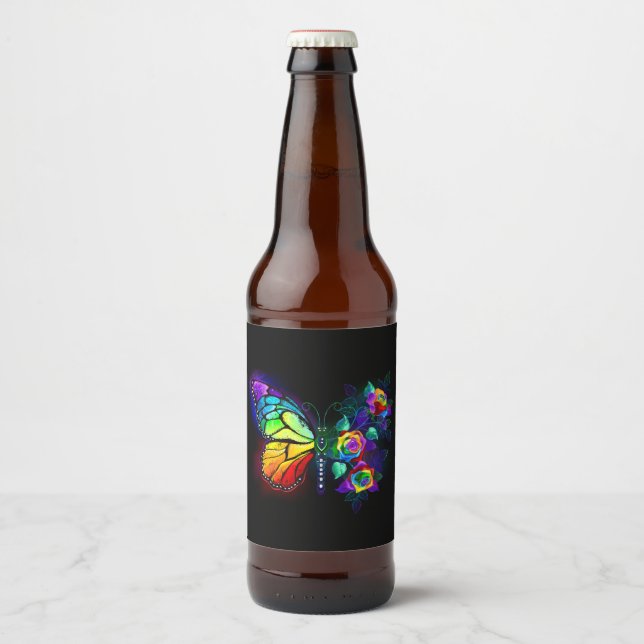 Regenbogenschmetterling Bierflaschenetikett (Vorderseite)