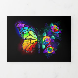 Regenbogenschmetterling Dreifach Gefaltete Karte