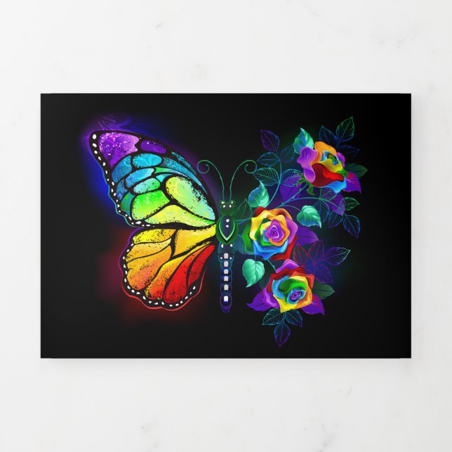 Regenbogenschmetterling Dreifach Gefaltete Urlaubskarte (Cover)