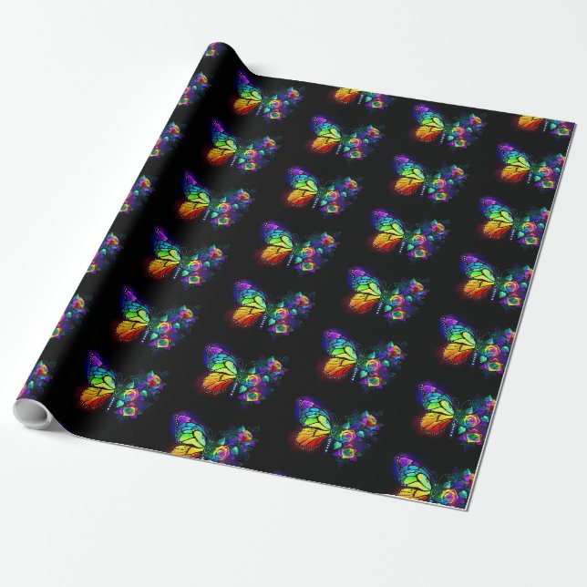 Regenbogenschmetterling Geschenkpapier (Ungerollt)