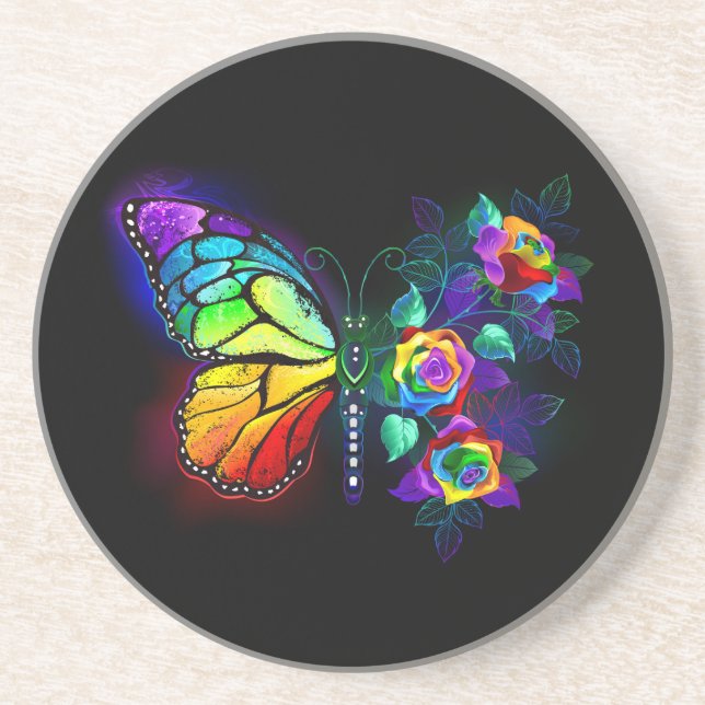 Regenbogenschmetterling Getränkeuntersetzer (Vorne)