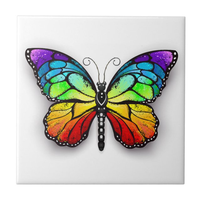 Regenbogenschmetterling Monarch Fliese (Vorderseite)