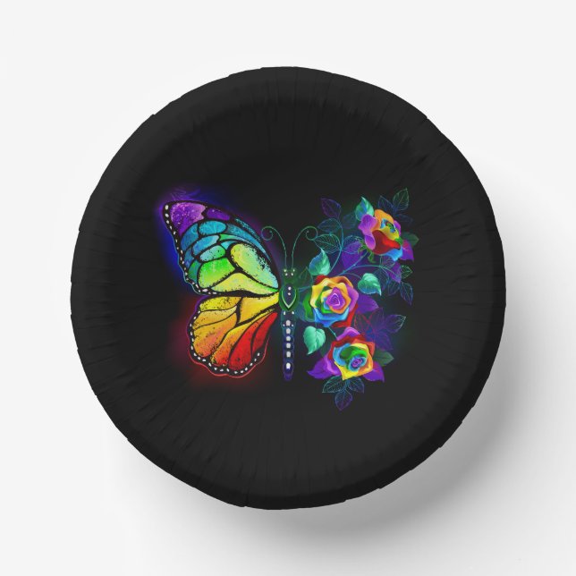 Regenbogenschmetterling Pappteller (Vorderseite)