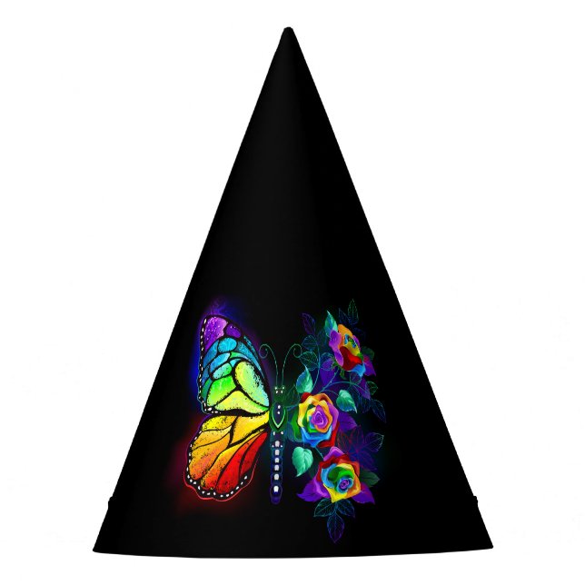 Regenbogenschmetterling Partyhütchen (Vorderseite)