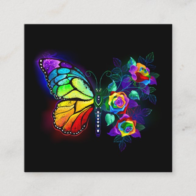 Regenbogenschmetterling Quadratische Visitenkarte (Vorderseite)
