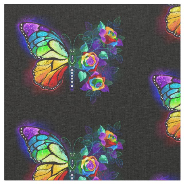 Regenbogenschmetterling Stoff (Nahaufnahme)