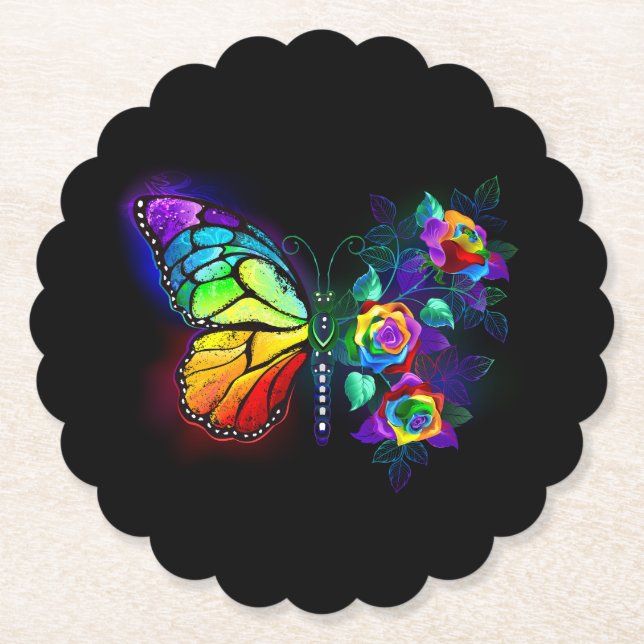 Regenbogenschmetterling Untersetzer (Vorderseite)