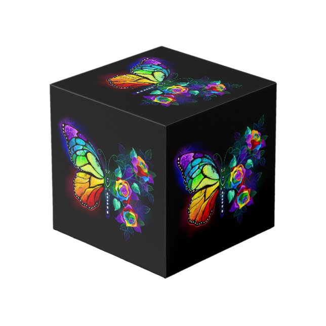 Regenbogenschmetterling Würfel (Vorderseite Schrägansicht)
