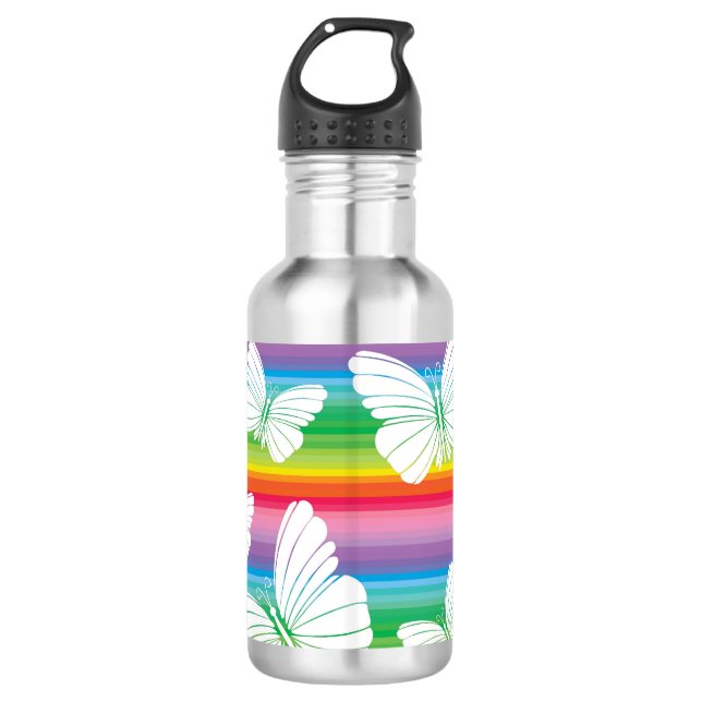 Regenbogenschmetterlinge Edelstahlflasche (Vorderseite)