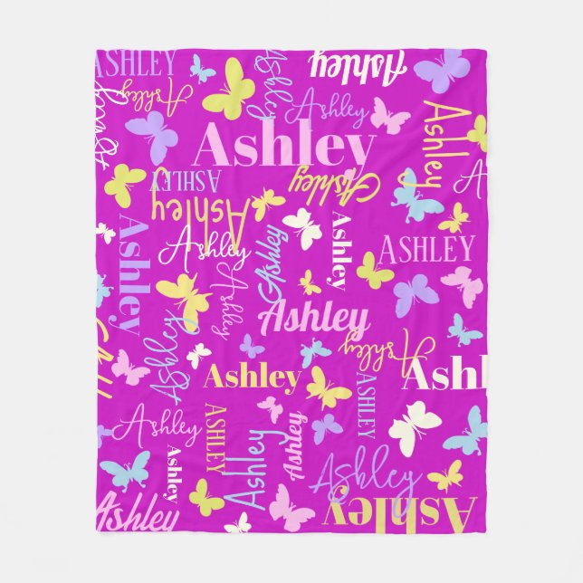 Regenbogenschmetterlinge individuelle Name Ashley  Fleecedecke (Vorderseite)