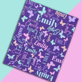 Regenbogenschmetterlinge individuelle Name blau ro Fleecedecke