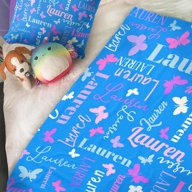 Regenbogenschmetterlinge individuelle Name Himmel  Fleecedecke (Von Creator hochgeladen)