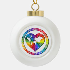 Regenbogenseelenkreis Keramik Kugel-Ornament
