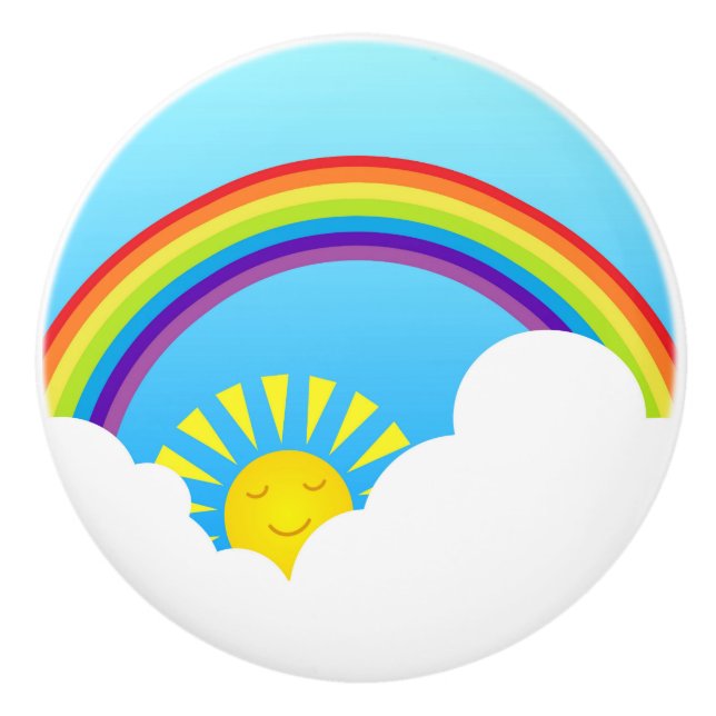 Regenbogensonne und -wolken keramikknauf (Vorderseite)