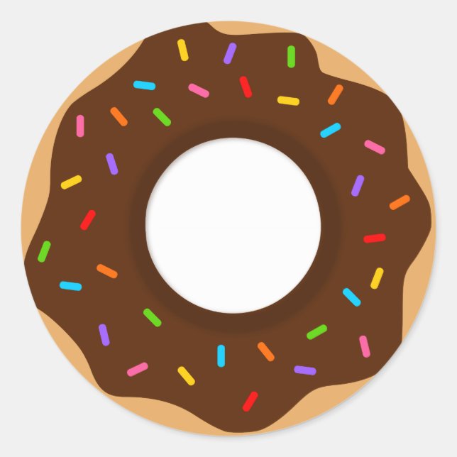 Regenbogensprinklen Schokolade Donut Runder Aufkleber (Vorderseite)