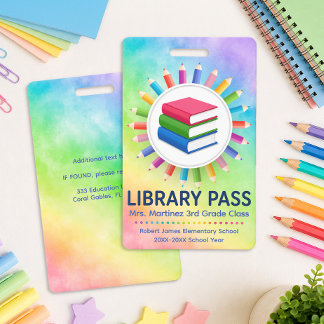 Regenbogenstifte Personalisierter Bibliotheksauswe Ausweis