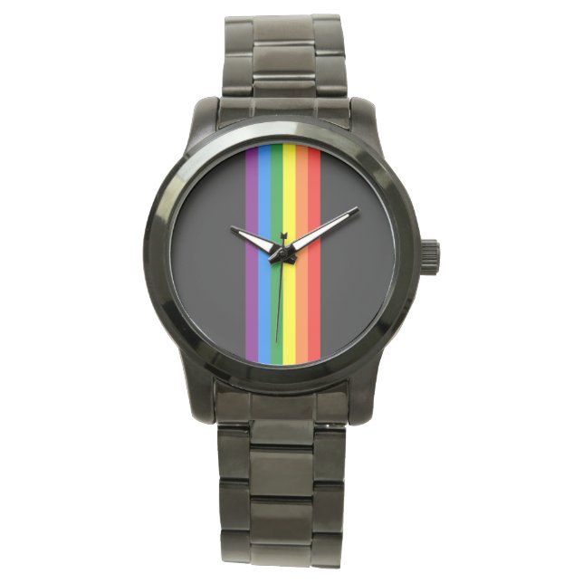 Regenbogenstreifen auf der LGBT-Unterstützung für  Armbanduhr (Vorderseite)