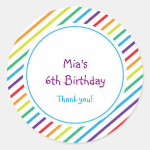 Regenbogenstreifen Bunt Spaß Party Favor Sticker