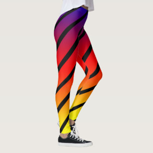 Regenbogenstreifen, Damen Bunte Leggings