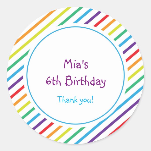 Regenbogenstreifen Farbige Fun-Gastgeschenk-Aufkle Runder Aufkleber (Vorderseite)