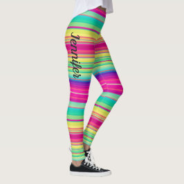 Regenbogenstreifen Farbige Individuelle Name-Leggi Leggings