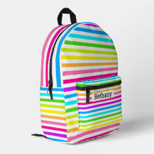 Regenbogenstreifen - fett, hell und bereit zum Go Bedruckter Rucksack