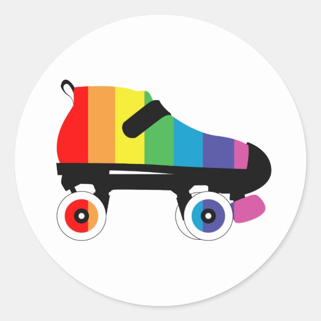 Regenbogenstreifen für Roller-Skate Runder Aufkleber (Vorderseite)
