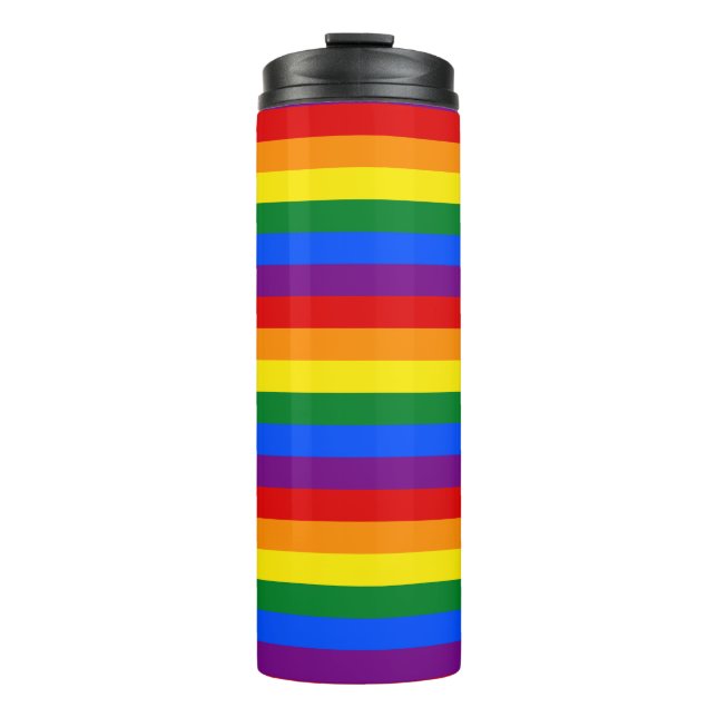 Regenbogenstreifen Gay Pride Design Thermal Tumble Thermosbecher (Vorderseite)