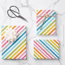 Regenbogenstreifen Geschenkpapier Set