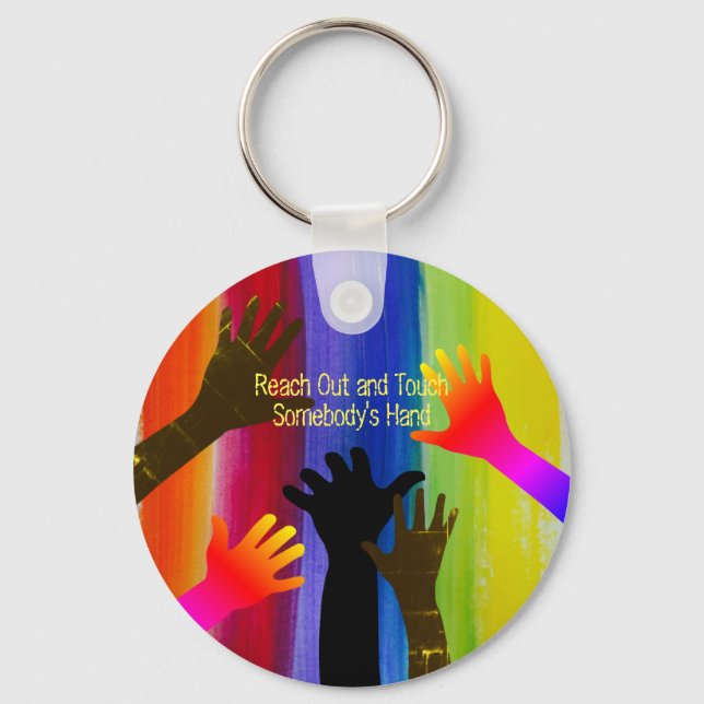 Regenbogenstreifen (Hände) Schlüsselanhänger (Vorderseite)