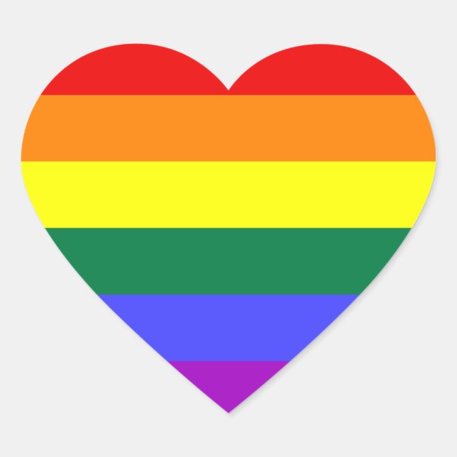 Regenbogenstreifen Herz-Aufkleber (Vorderseite)