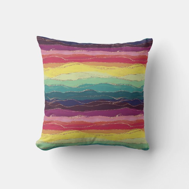 Regenbogenstreifen Kissen (Vorderseite)