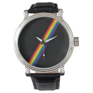 Regenbogenstreifen Minimal geometrisch Armbanduhr